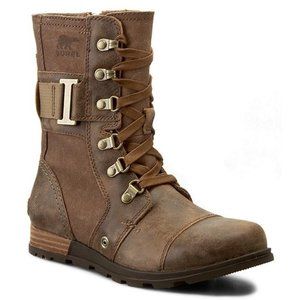 Sorel Women's Khaki Major Carly NL2157-260 Leather Ankle Combat Boots Size 10.5